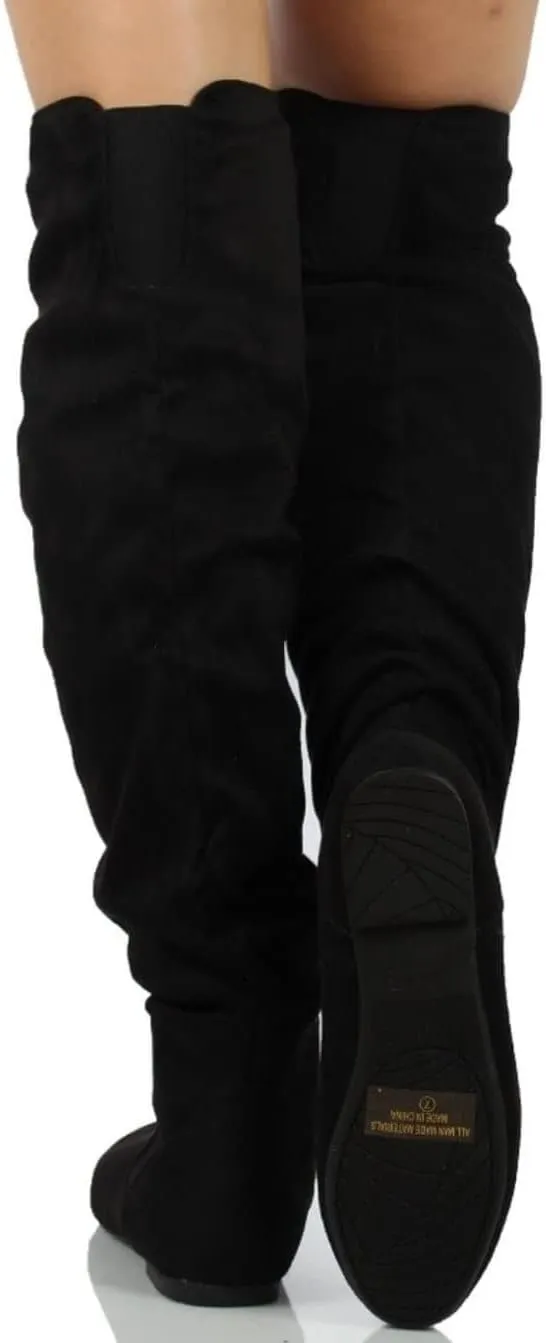 MVE Shoes - Women's Fashion Comfy Vegan Suede Side Zipper Over Knee High Boots