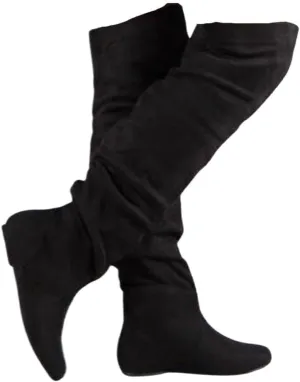 MVE Shoes - Women's Fashion Comfy Vegan Suede Side Zipper Over Knee High Boots