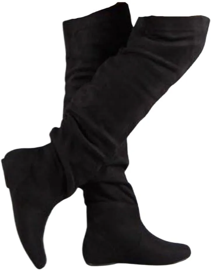 MVE Shoes - Women's Fashion Comfy Vegan Suede Side Zipper Over Knee High Boots