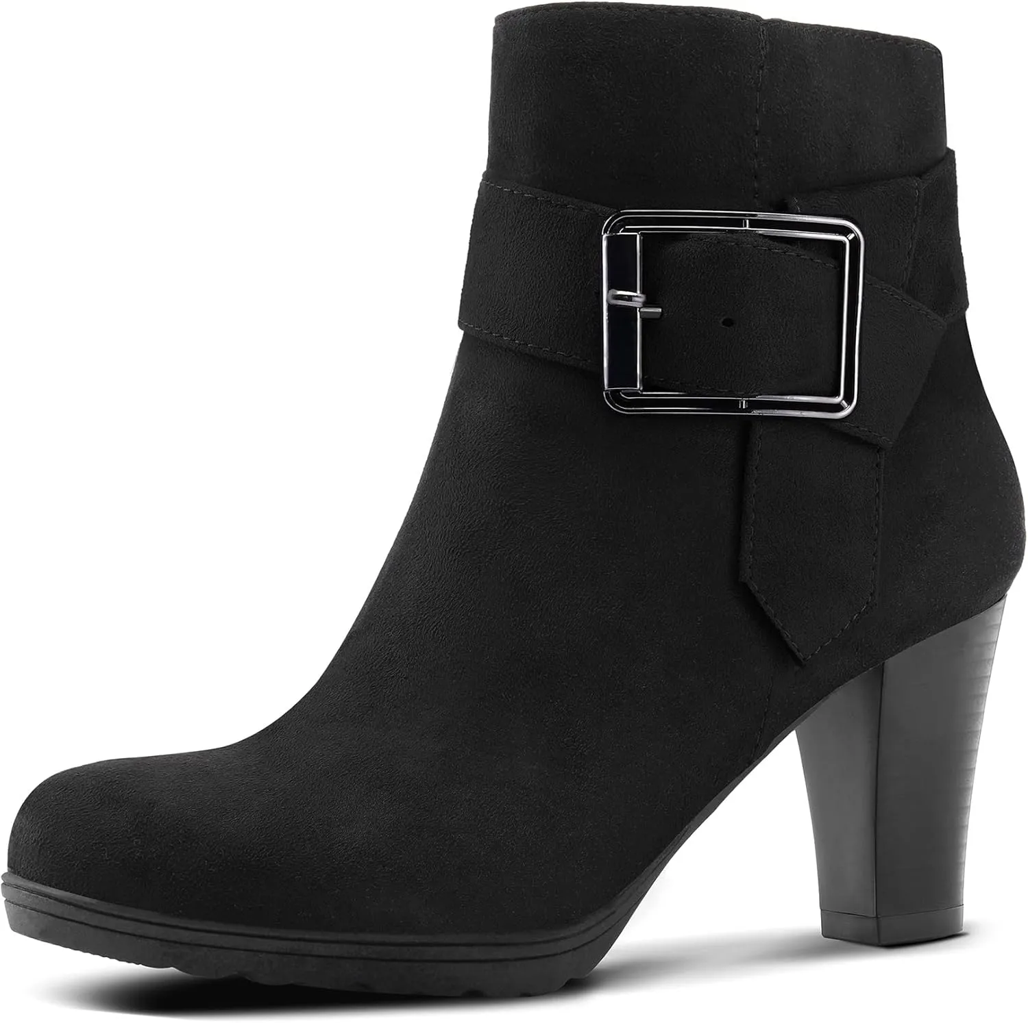mysoft Women's Booties with Heel, Chunky Stacked Heel Zipper Ankle Boots for Ladies