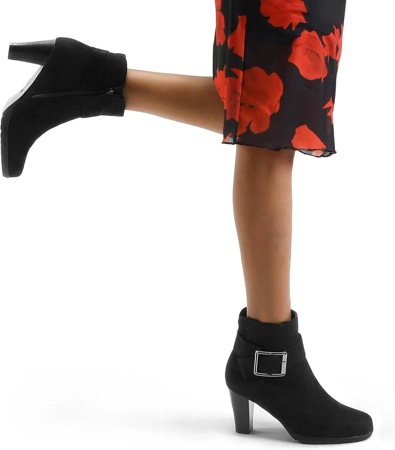 mysoft Women's Booties with Heel, Chunky Stacked Heel Zipper Ankle Boots for Ladies