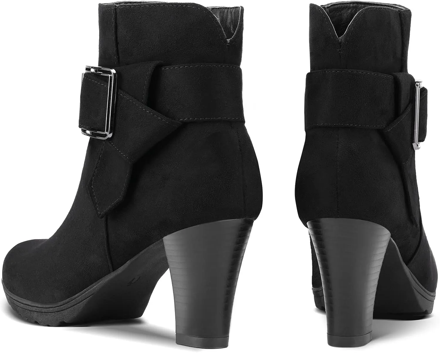 mysoft Women's Booties with Heel, Chunky Stacked Heel Zipper Ankle Boots for Ladies