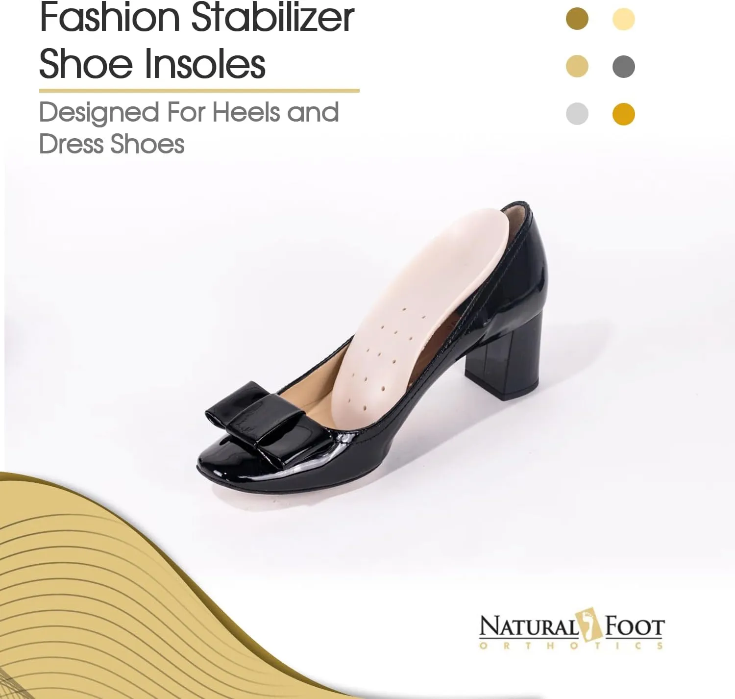 Natural Foot Orthotics Fashion Arch Support Shoe Insoles, USA Made, Plantar Fasciitis Relief, Fits Women's Sizes 6-11.5