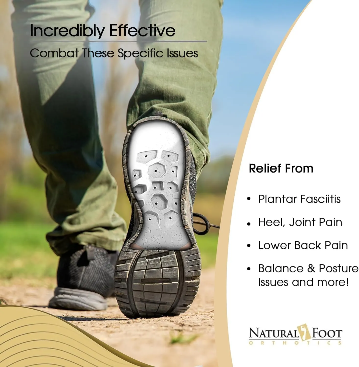 Natural Foot Orthotics. Podiatrist Designed for Medium Height Arches. Recommended for Plantar Fasciitis, Heel Spurs, Bunions, Neuromas, & Hammertoes. Intermediate Stabilizer Arch Supports Insoles