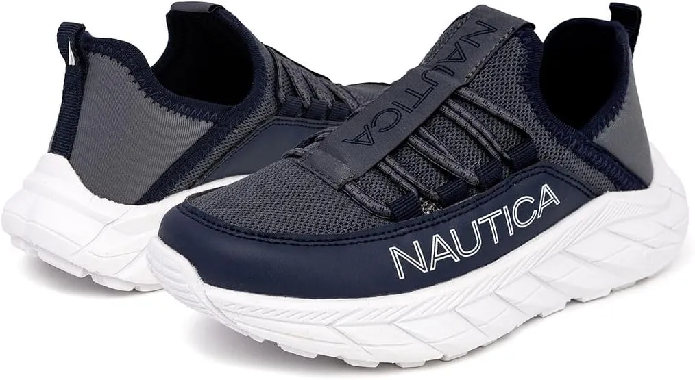 Nautica Kids Athletic Slip-On Sneakers - Comfortable Bungee Running Shoes for Boys and Girls - Stylish and Supportive Footwear for Active Kids (Big Kid/Little Kid/Toddler)