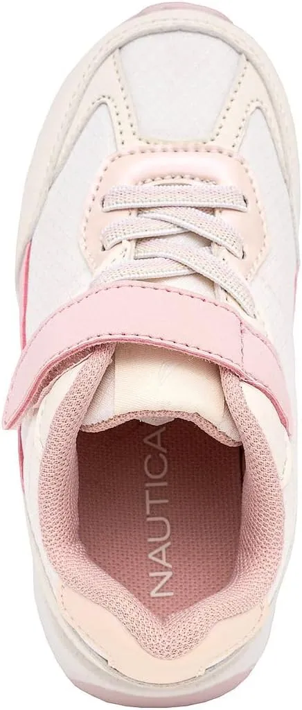 Nautica Kids Girls Athletic Sneakers - Comfortable Running Shoes with Adjustable Hook-and-Loop Strap, Toddler/Little Kid Sizes