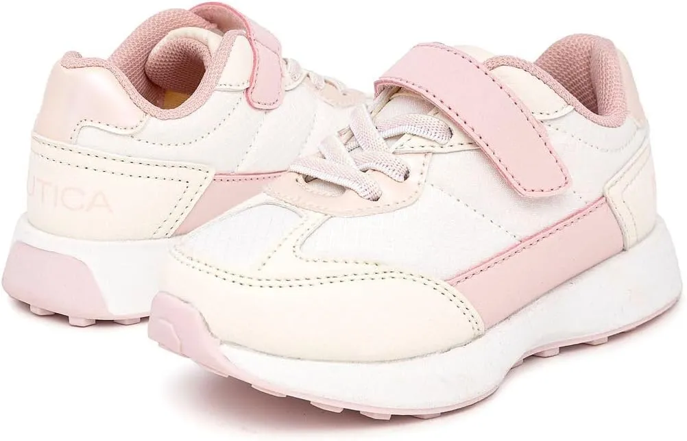 Nautica Kids Girls Athletic Sneakers - Comfortable Running Shoes with Adjustable Hook-and-Loop Strap, Toddler/Little Kid Sizes