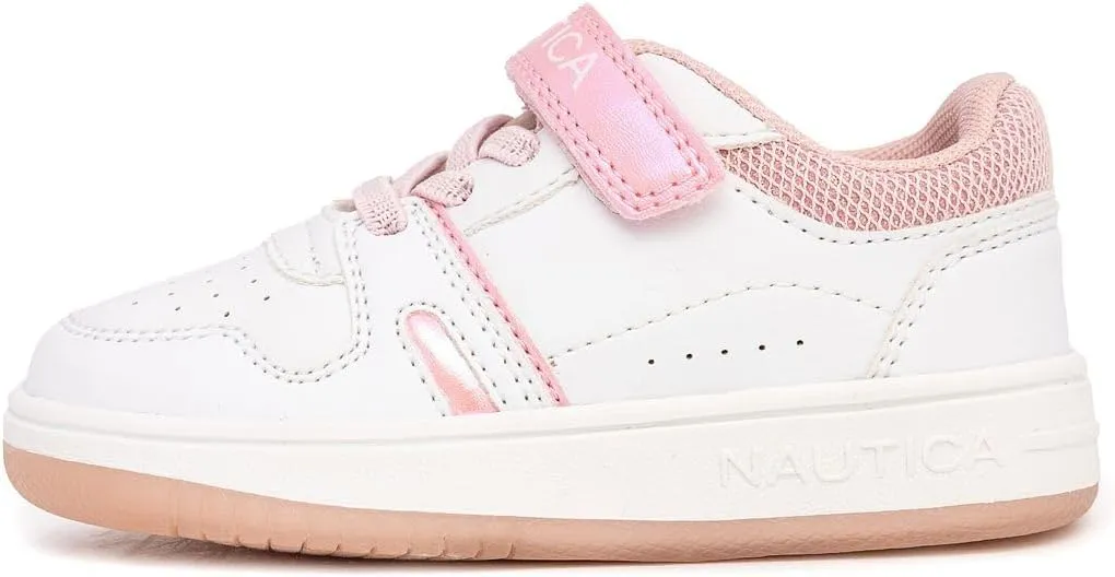 Nautica Kids Girls Sneakers with Adjustable Strap and Bungee Straps | Comfortable Casual Shoes (Toddler/Little Kid)