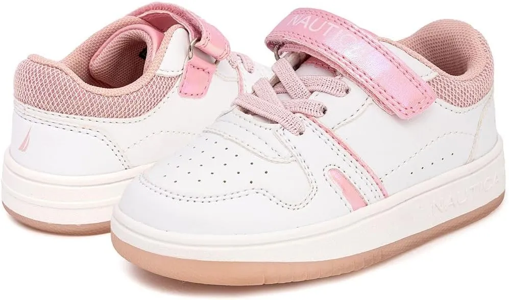 Nautica Kids Girls Sneakers with Adjustable Strap and Bungee Straps | Comfortable Casual Shoes (Toddler/Little Kid)