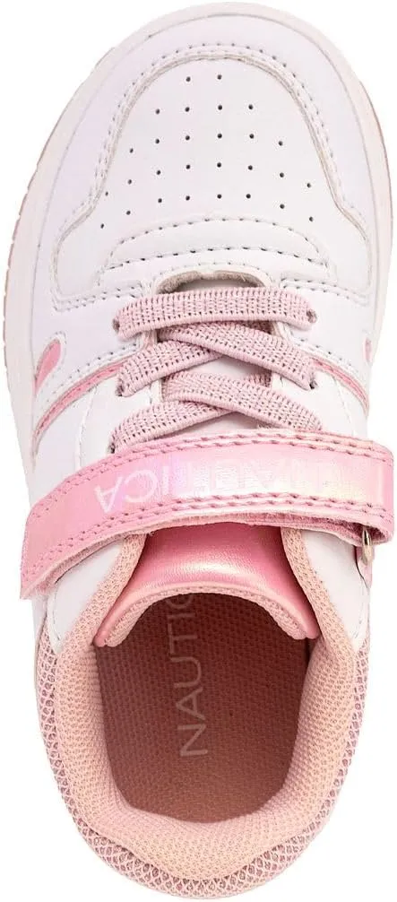 Nautica Kids Girls Sneakers with Adjustable Strap and Bungee Straps | Comfortable Casual Shoes (Toddler/Little Kid)