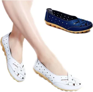New Casual Women Shoes,Women's Slip-On Cutout Leather Loafers Flats Sandals,Low Top Soft Sole Slide Sports Sandals