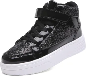 Nihaoya Unisex Kids High Top Sneakers Fashion Glitter Girls Running Shoes Casual Athletic Party Toddler Boys Tennis Shoes