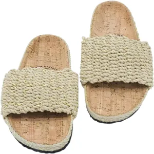 Nomadic State of Mind Cork Footbed Slide Sandals, Arch Support Slip-Ons, Lightweight Handmade Sustainable Rope Shoes, Men Women Unisex (Gold Sparkle)