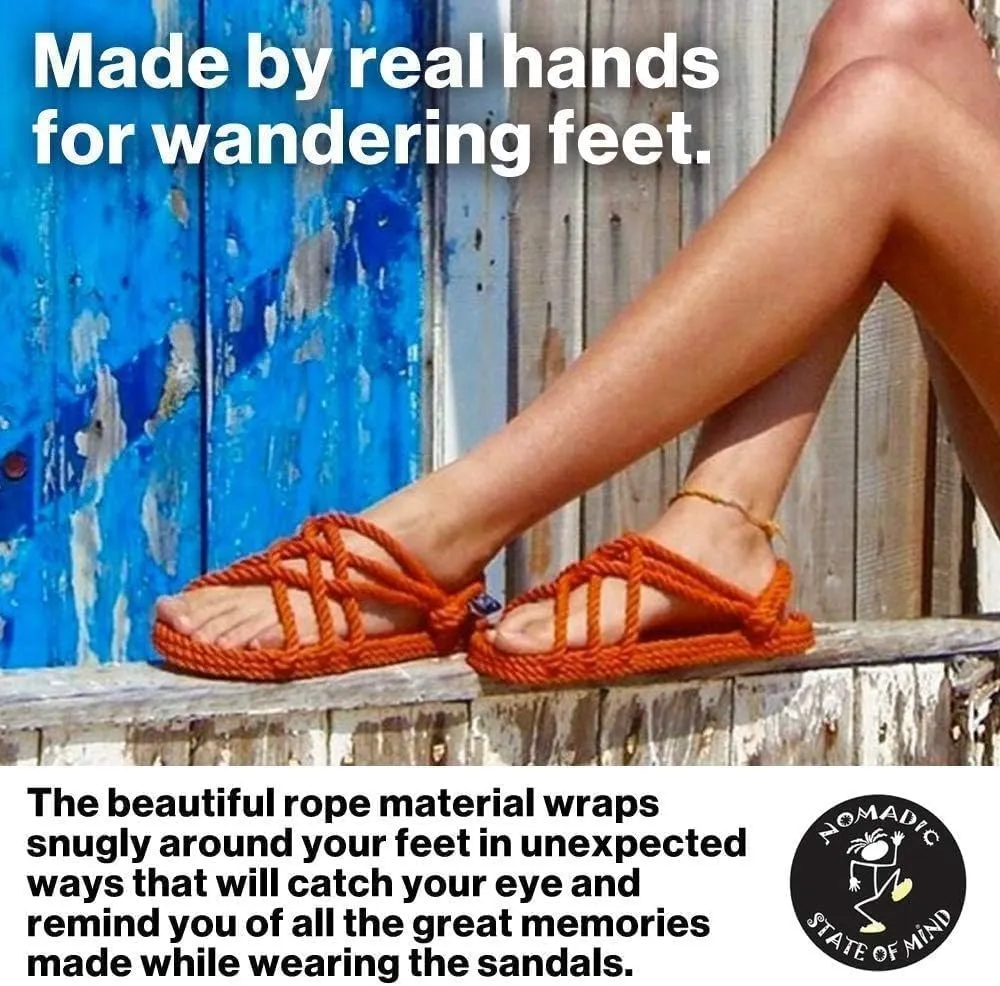 Nomadic State of Mind Cork Footbed Slide Sandals, Arch Support Slip-Ons, Lightweight Handmade Sustainable Rope Shoes, Men Women Unisex (Linen)