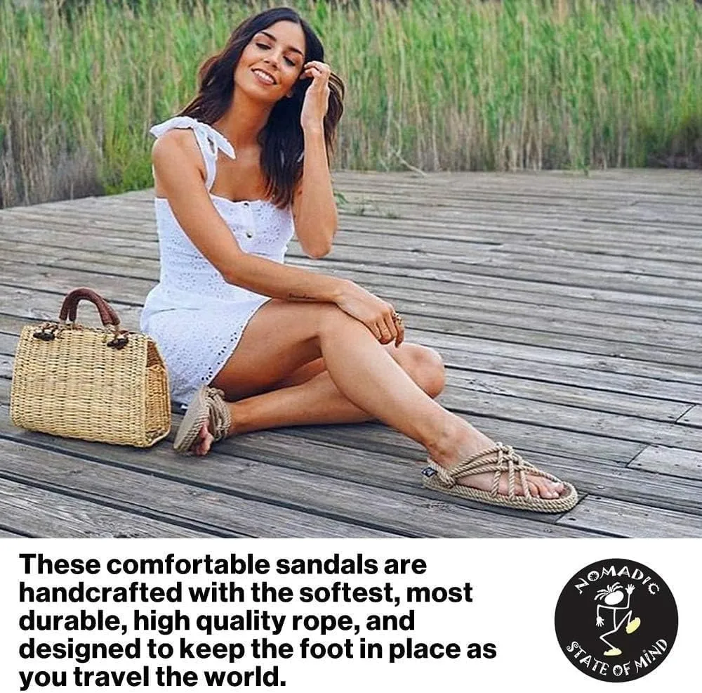 Nomadic State of Mind Moses Cork Footbed Sandals, Arch Support Slip-On Slides, Double Buckle Adjustable Rope Straps, Sustainable Lightweight Shoes, Men Women Unisex