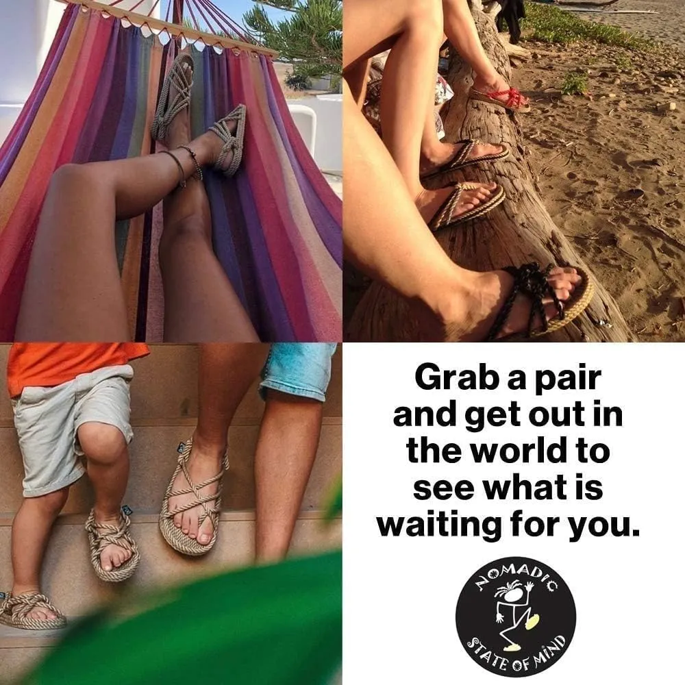 Nomadic State of Mind Moses Cork Footbed Sandals, Arch Support Slip-On Slides, Double Buckle Adjustable Rope Straps, Sustainable Lightweight Shoes, Men Women Unisex