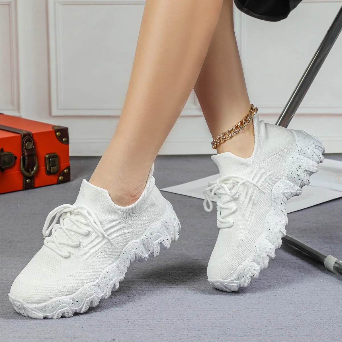 Nurse Babe Tennis Shoes Women, Ortho Pro Womens Classic Comfortable Breathable Knit Shoes for Nurses Women on Feet All Day