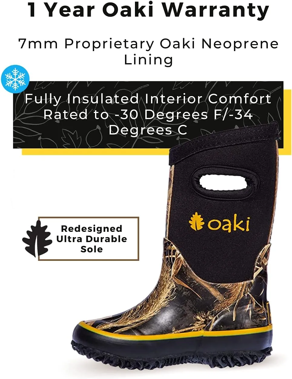 OAKI Kid's Neoprene Rain Boots, Snow Boots, Muck Boots