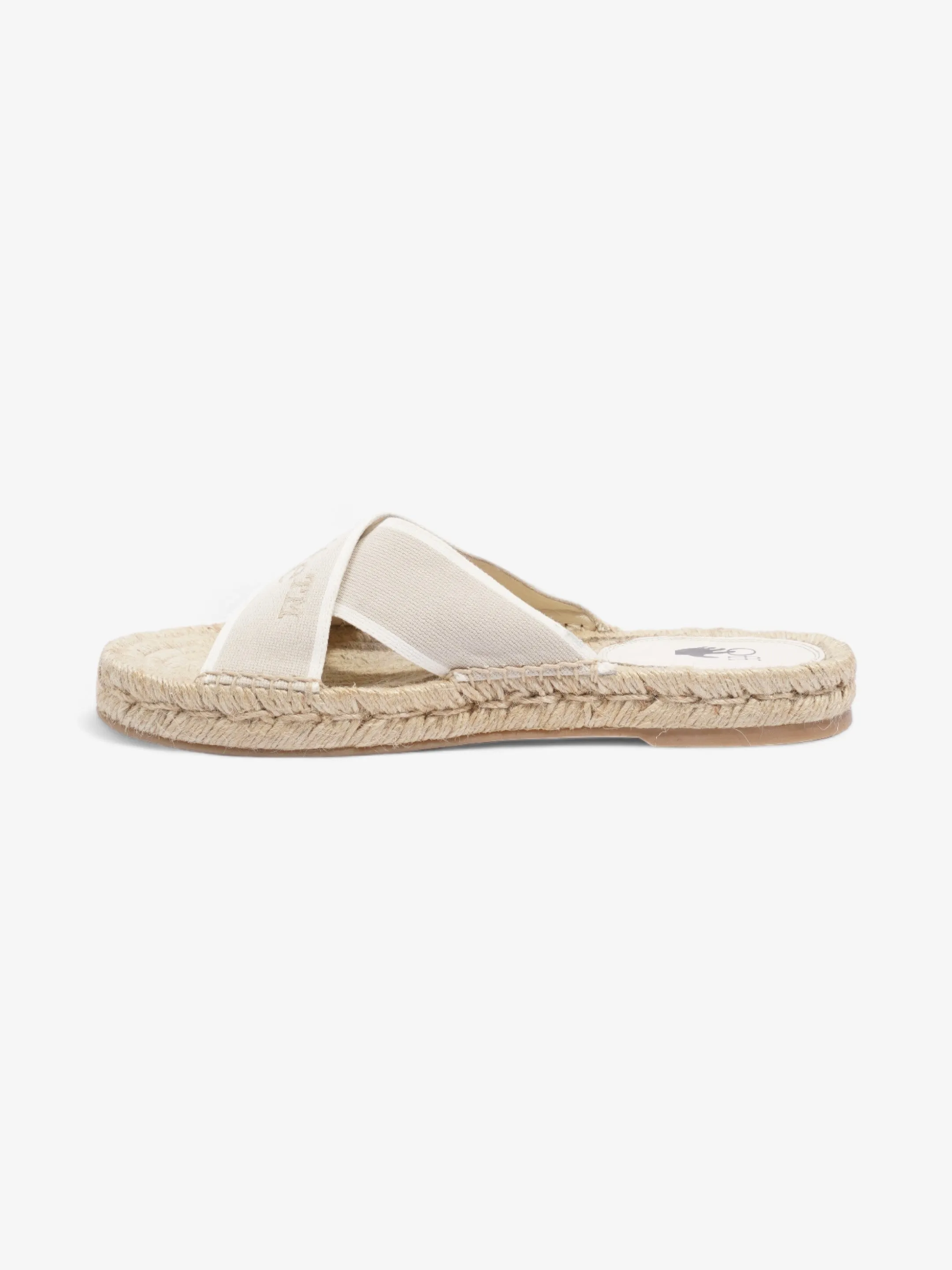 Off White Criss Cross Espadrilles Slide White / Beige Cotton EU 39 UK 6
