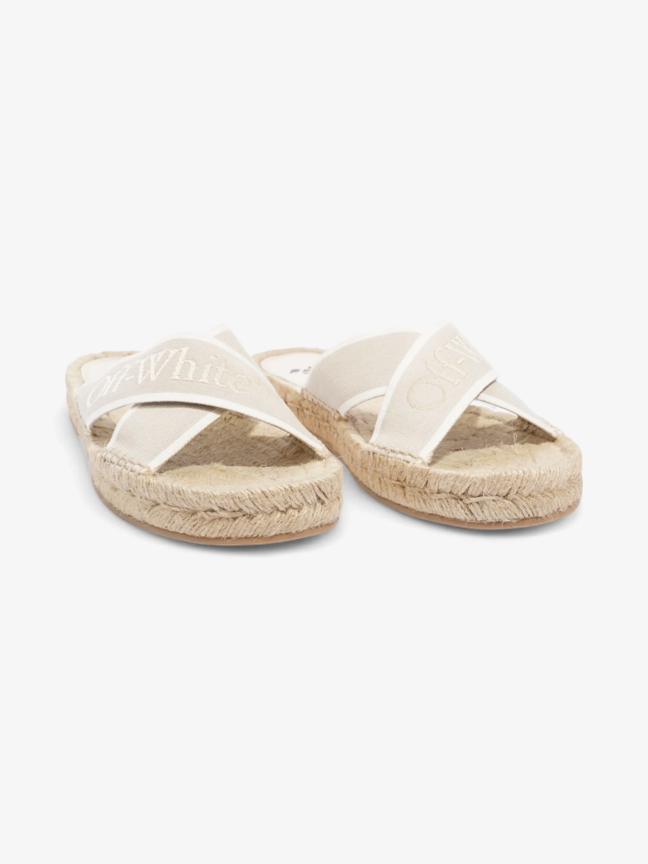 Off White Criss Cross Espadrilles Slide White / Beige Cotton EU 39 UK 6