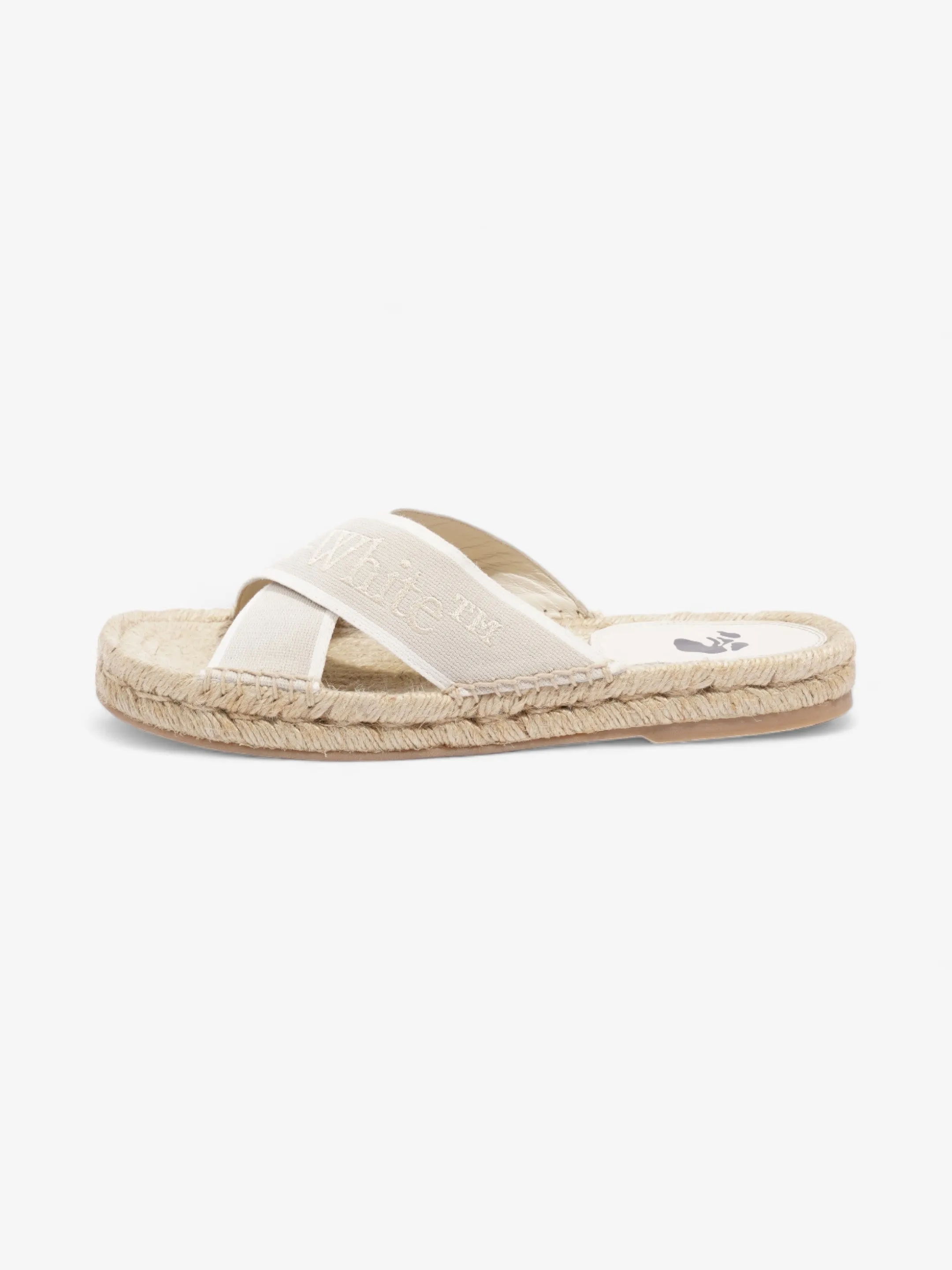 Off White Criss Cross Espadrilles Slide White / Beige Cotton EU 39 UK 6