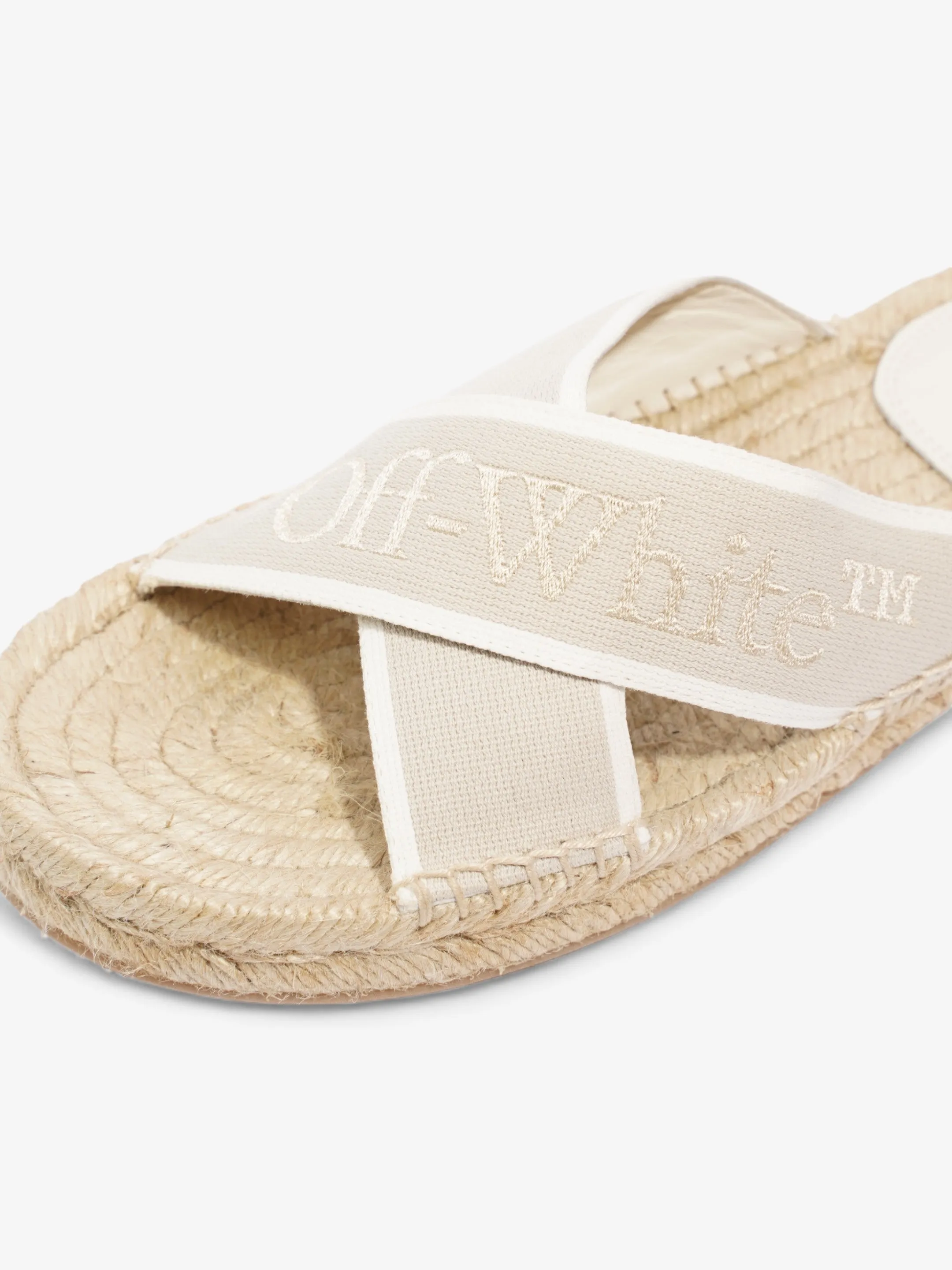 Off White Criss Cross Espadrilles Slide White / Beige Cotton EU 39 UK 6