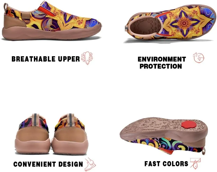 Onehorse Women's Mandala Painted Shoes Walking Travel Casual Loafers Slip On Sneakers