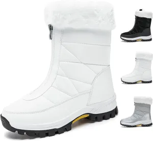 Optigard Women's High Top Snow Boots with Zipper,Warm Fur Lined Winter Waterproof Thick Sole Ankle Boots Slip-On Outdoor Comfortable Anti-Slip Walking Boots