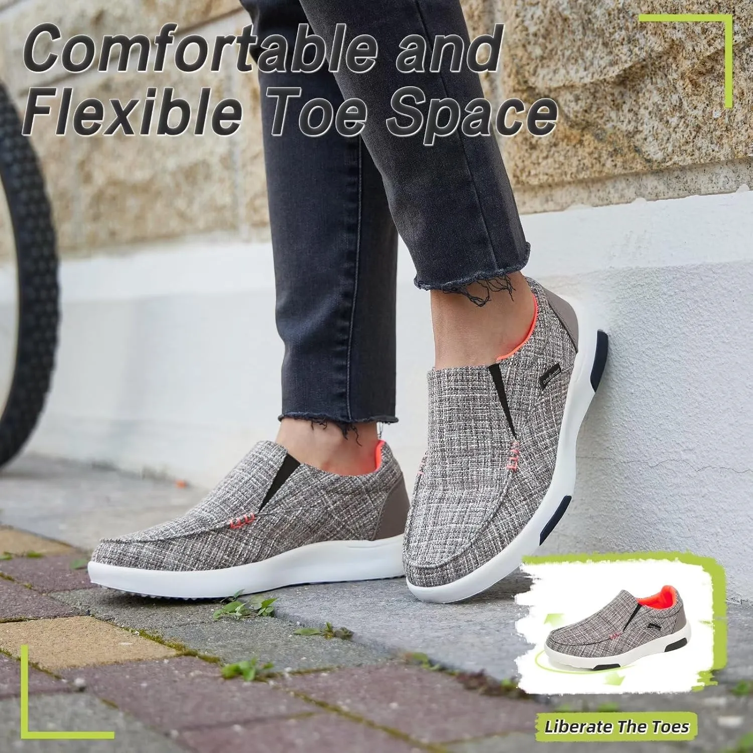OrthoComfoot Women's Orthopedic Slip-On Loafers Walking Shoes: Comfortable Plantar Fasciitis Loafers with Arch Support for Flat Feet, Casual Orthotic Shoes for Foot and Heel Pain Relief