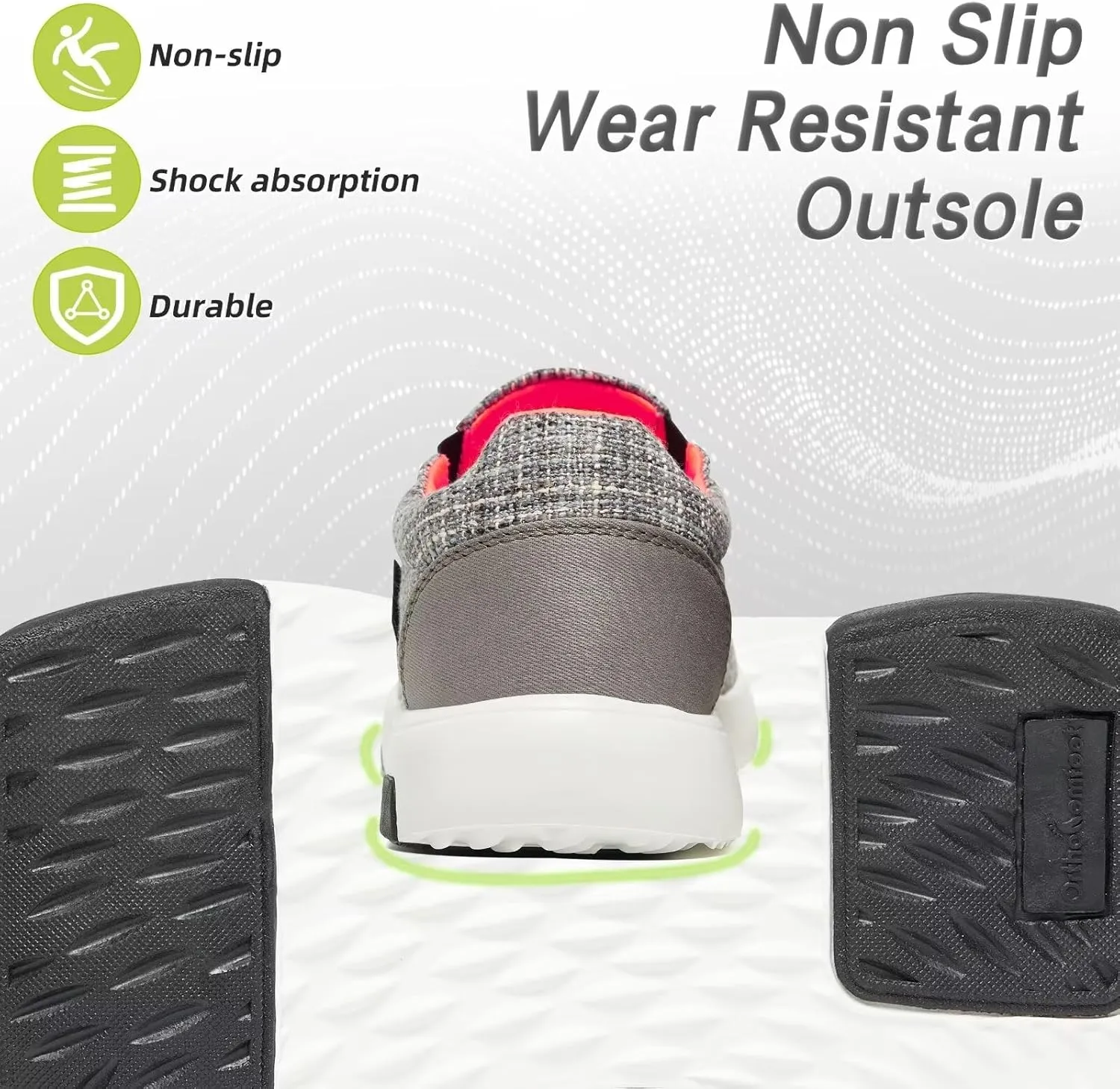 OrthoComfoot Women's Orthopedic Slip-On Loafers Walking Shoes: Comfortable Plantar Fasciitis Loafers with Arch Support for Flat Feet, Casual Orthotic Shoes for Foot and Heel Pain Relief