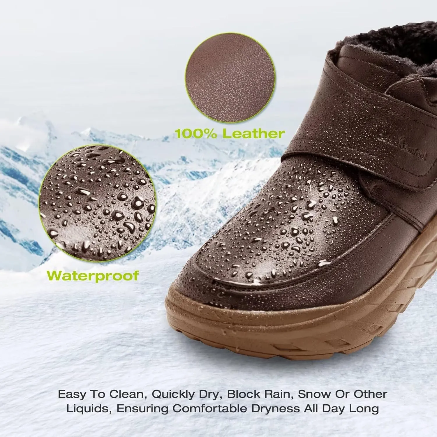 OrthoComfoot Women's Orthopedic Wide Leather Winter Ankle Boots: Comfortable Diabetic Arch Support Dress Shoes for Plantar Fasciitis, Casual Hook and Loop Walking Shoes for Foot and Heel Pain