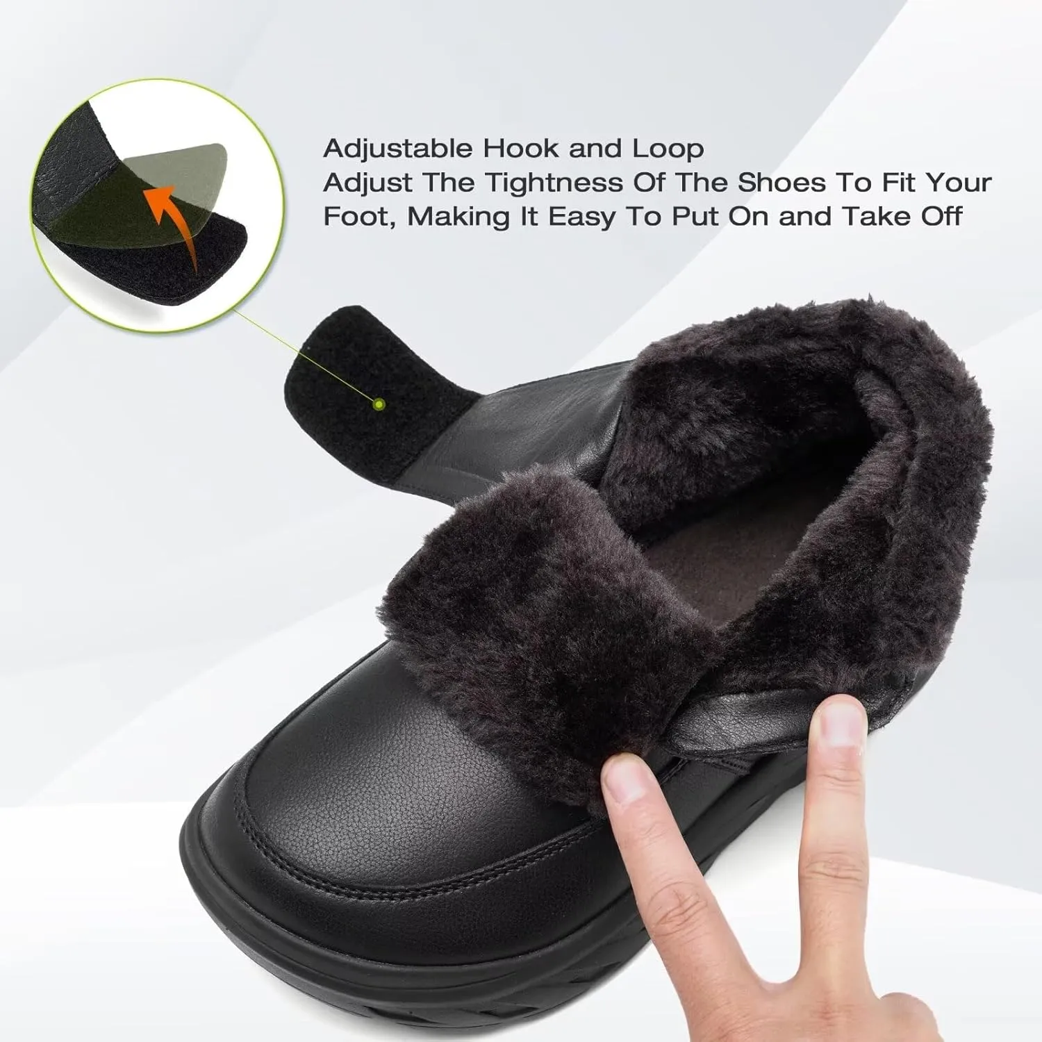 OrthoComfoot Women's Orthopedic Wide Leather Winter Ankle Boots: Comfortable Diabetic Arch Support Dress Shoes for Plantar Fasciitis, Casual Hook and Loop Walking Shoes for Foot and Heel Pain