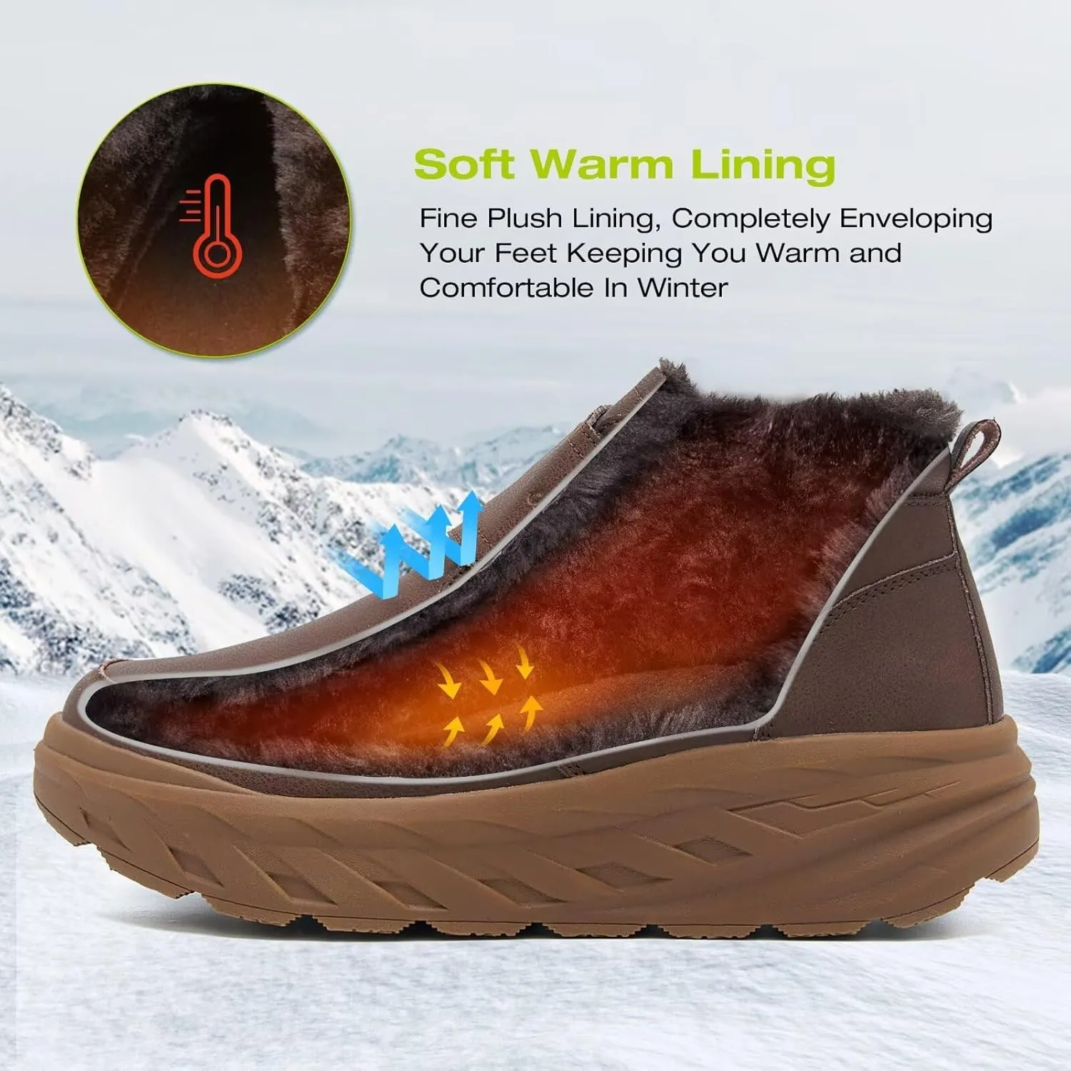 OrthoComfoot Women's Orthopedic Wide Leather Winter Ankle Boots: Comfortable Diabetic Arch Support Dress Shoes for Plantar Fasciitis, Casual Hook and Loop Walking Shoes for Foot and Heel Pain