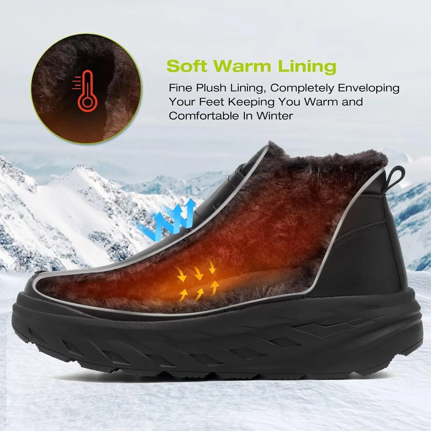 OrthoComfoot Women's Orthopedic Wide Leather Winter Ankle Boots: Comfortable Diabetic Arch Support Dress Shoes for Plantar Fasciitis, Casual Hook and Loop Walking Shoes for Foot and Heel Pain