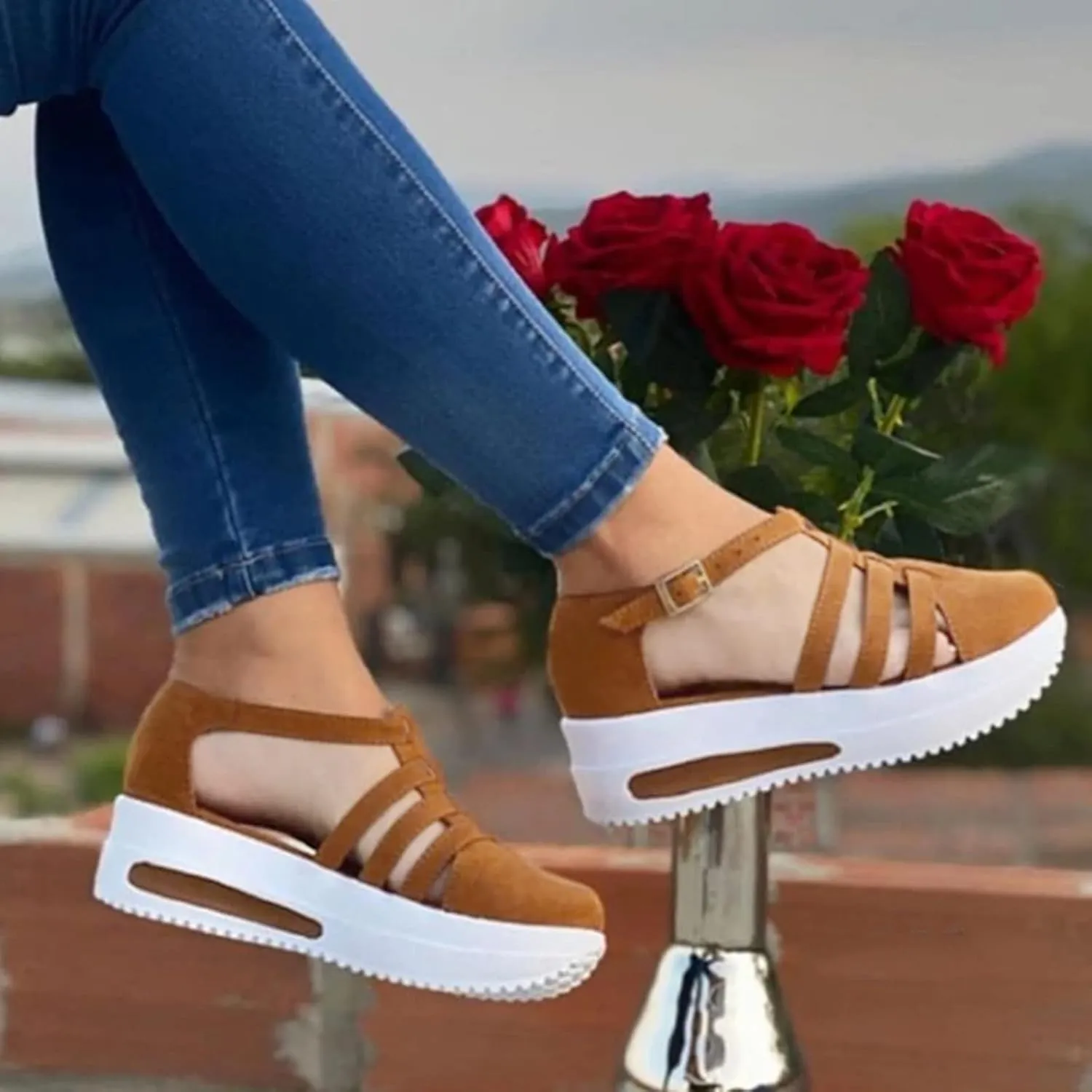 Platform Sandals Women Wedge Backstrap Cork Sole Casual Summer Slides Non-Slip Rubber Outsole 2025 Spring and Summer Vacation