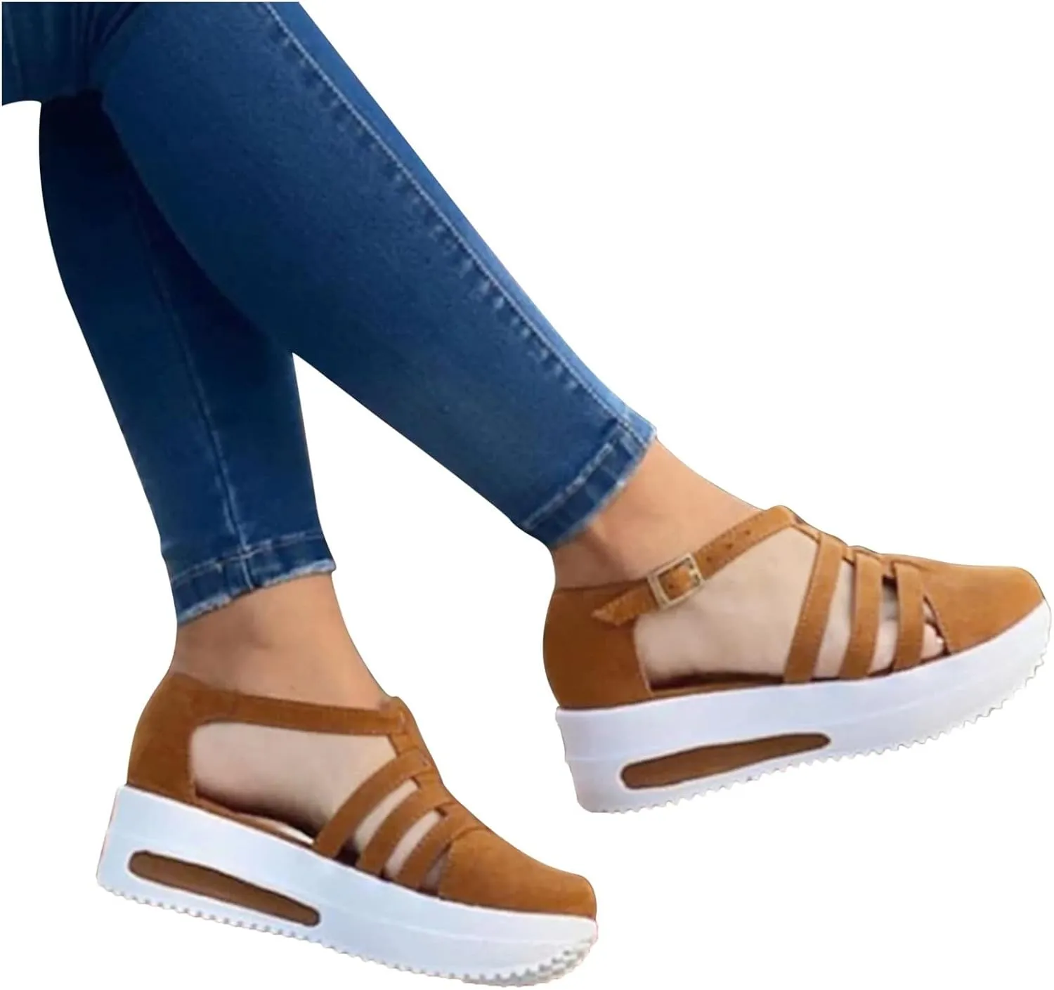 Platform Sandals Women Wedge Backstrap Cork Sole Casual Summer Slides Non-Slip Rubber Outsole 2025 Spring and Summer Vacation