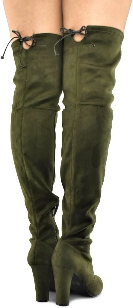 Premier Standard Women's Over The Knee Boot - Sexy Over The Knee Pullon Boot - Trendy Low Block Heel Shoe - Comfortable Boot