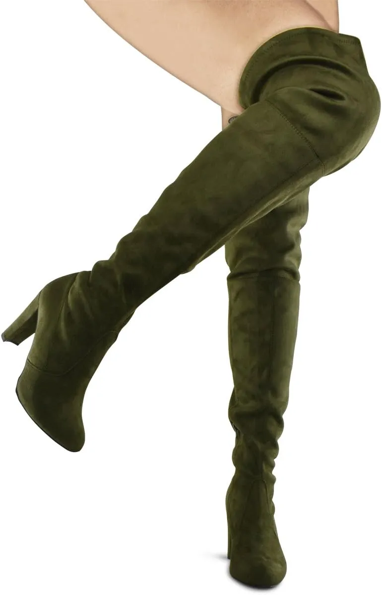 Premier Standard Women's Over The Knee Boot - Sexy Over The Knee Pullon Boot - Trendy Low Block Heel Shoe - Comfortable Boot