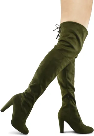 Premier Standard Women's Over The Knee Boot - Sexy Over The Knee Pullon Boot - Trendy Low Block Heel Shoe - Comfortable Boot