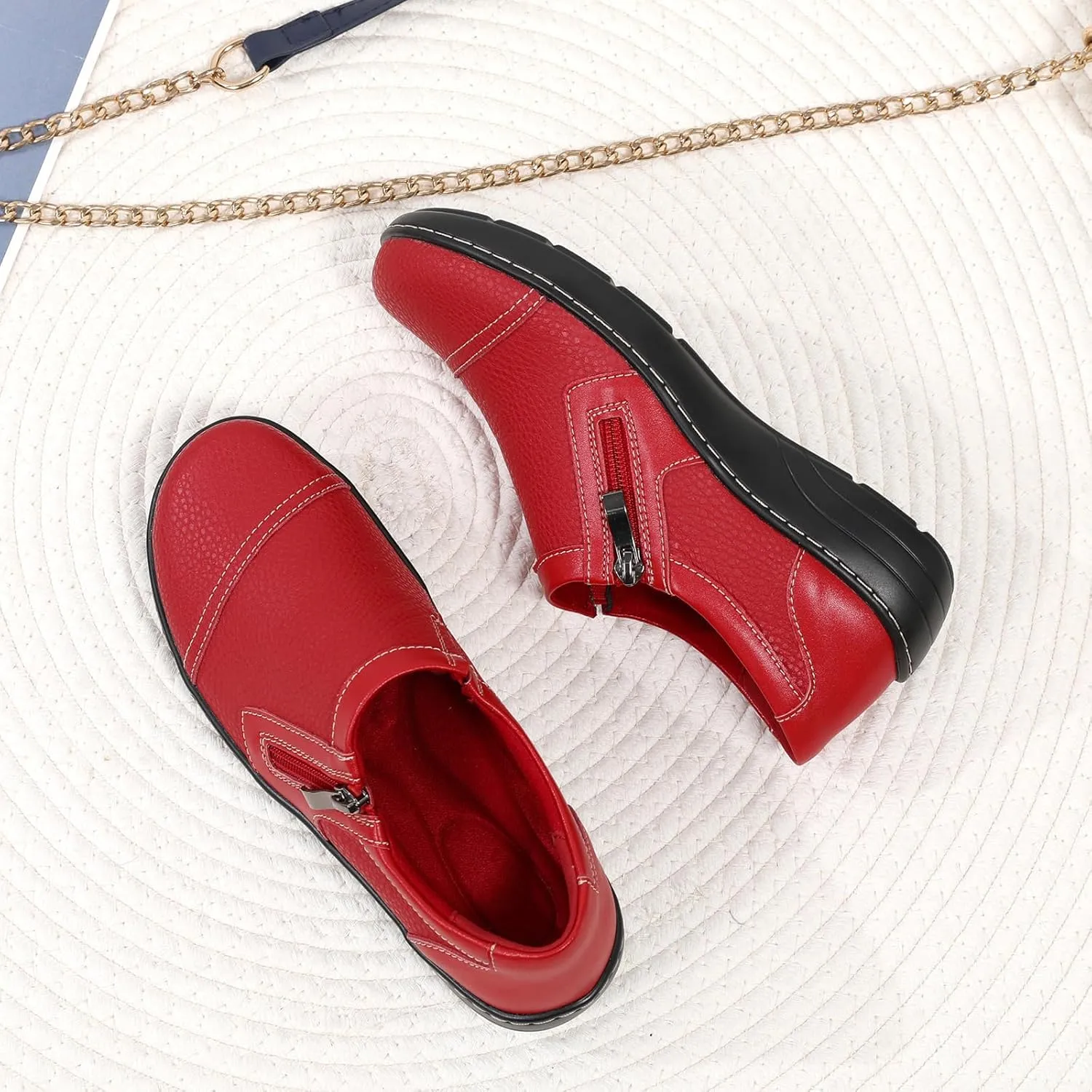 QAE Loafers for Women Comfort Women's Loafers & Slip-Ons Orthopedic Lightweight Business Casual Dressy Walking Work Flat Slip-On Shoes for Ladies