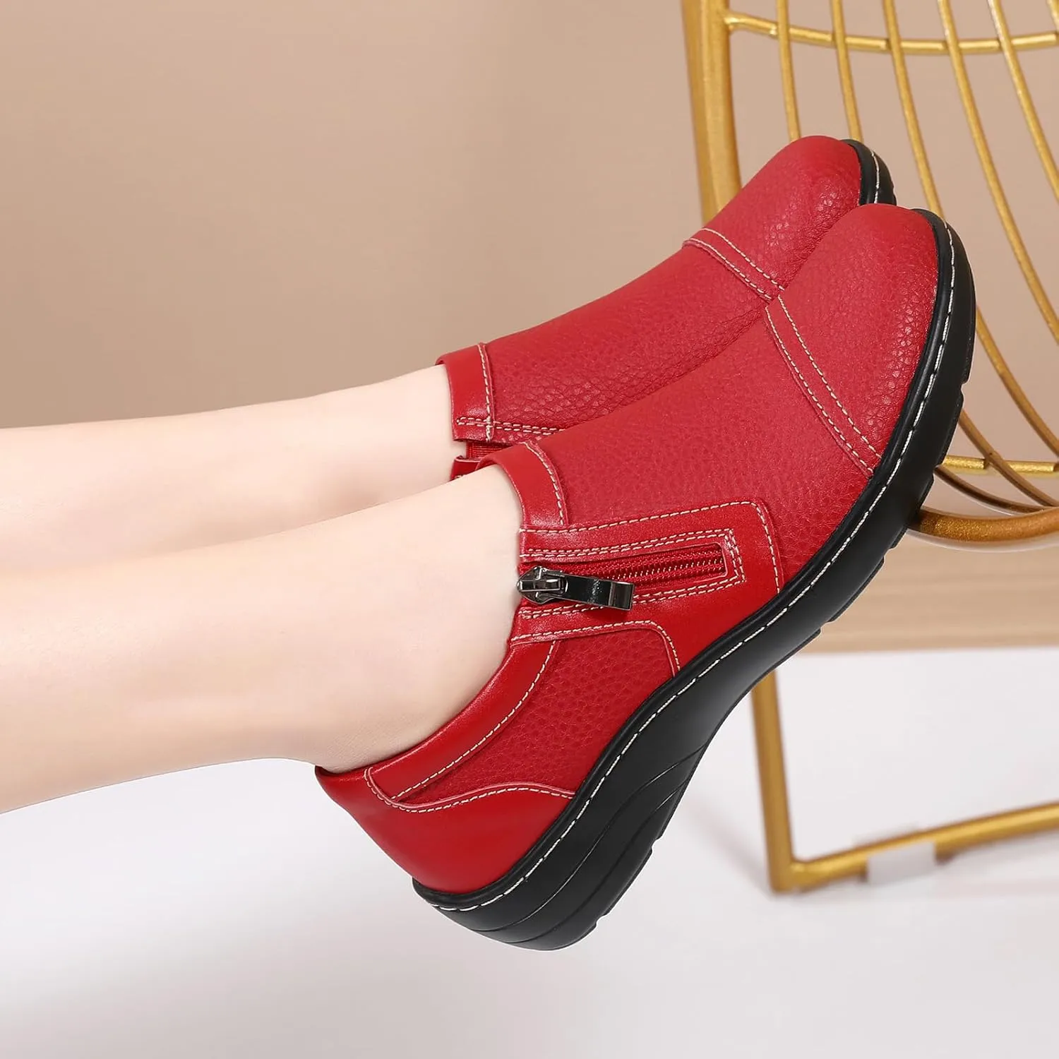 QAE Loafers for Women Comfort Women's Loafers & Slip-Ons Orthopedic Lightweight Business Casual Dressy Walking Work Flat Slip-On Shoes for Ladies