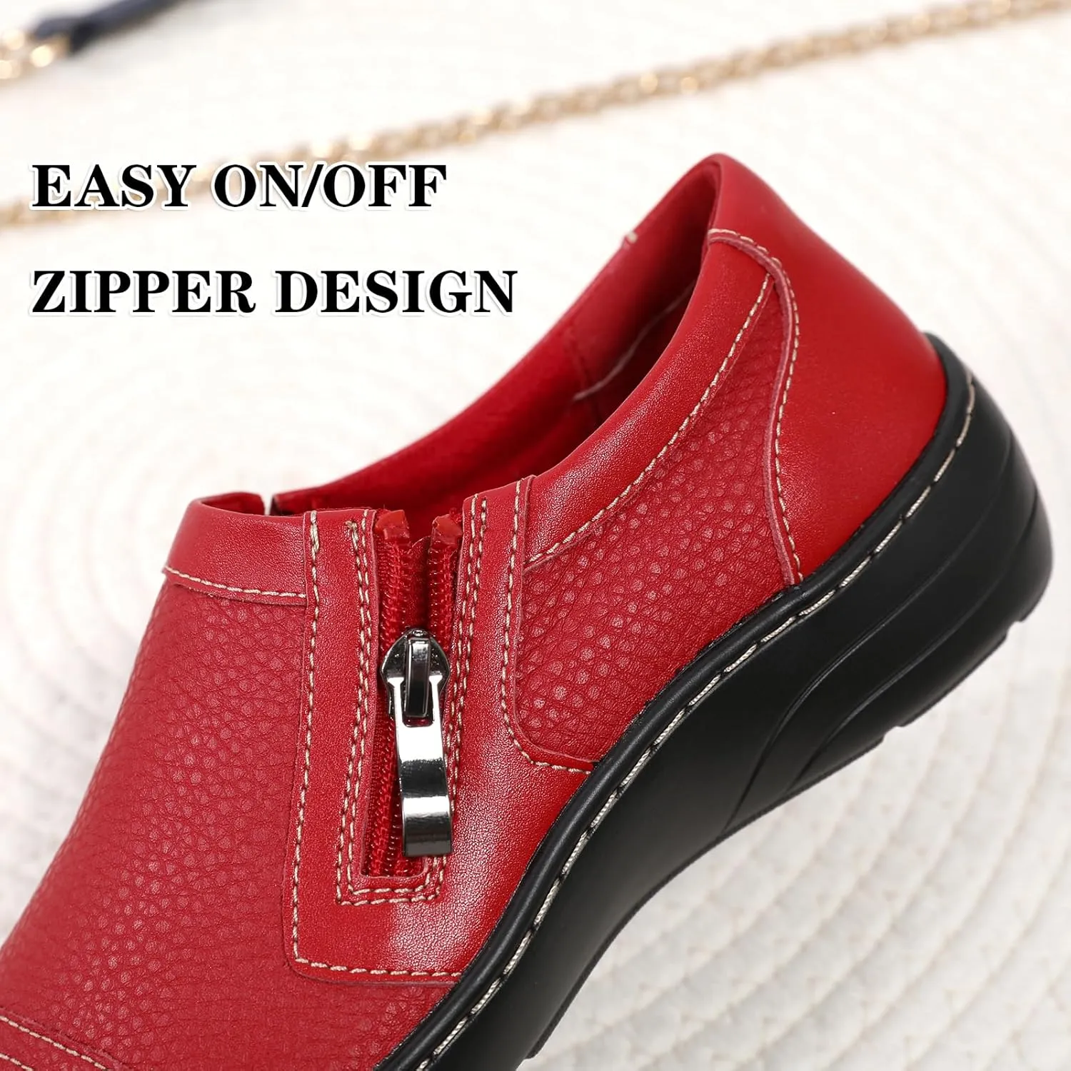 QAE Loafers for Women Comfort Women's Loafers & Slip-Ons Orthopedic Lightweight Business Casual Dressy Walking Work Flat Slip-On Shoes for Ladies