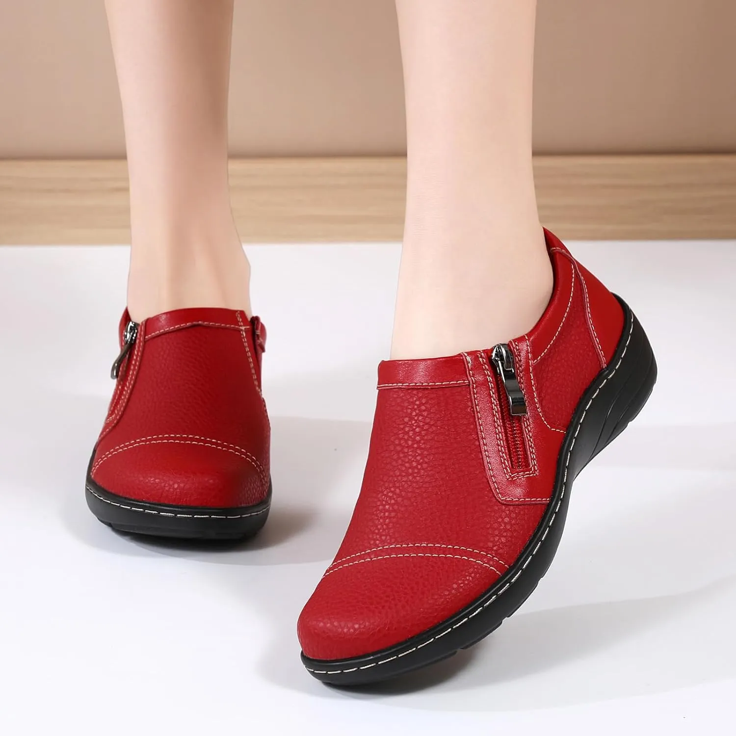 QAE Loafers for Women Comfort Women's Loafers & Slip-Ons Orthopedic Lightweight Business Casual Dressy Walking Work Flat Slip-On Shoes for Ladies