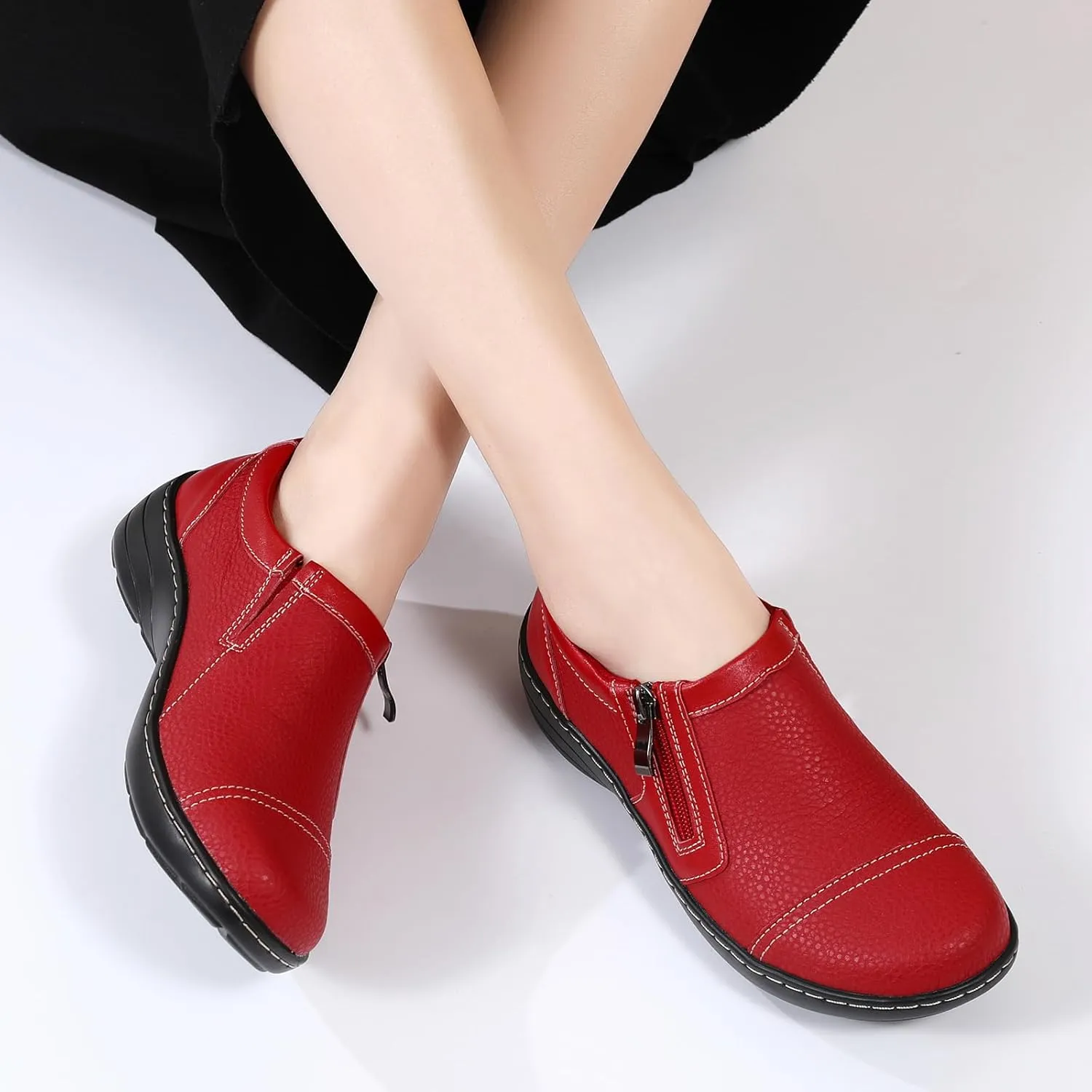 QAE Loafers for Women Comfort Women's Loafers & Slip-Ons Orthopedic Lightweight Business Casual Dressy Walking Work Flat Slip-On Shoes for Ladies