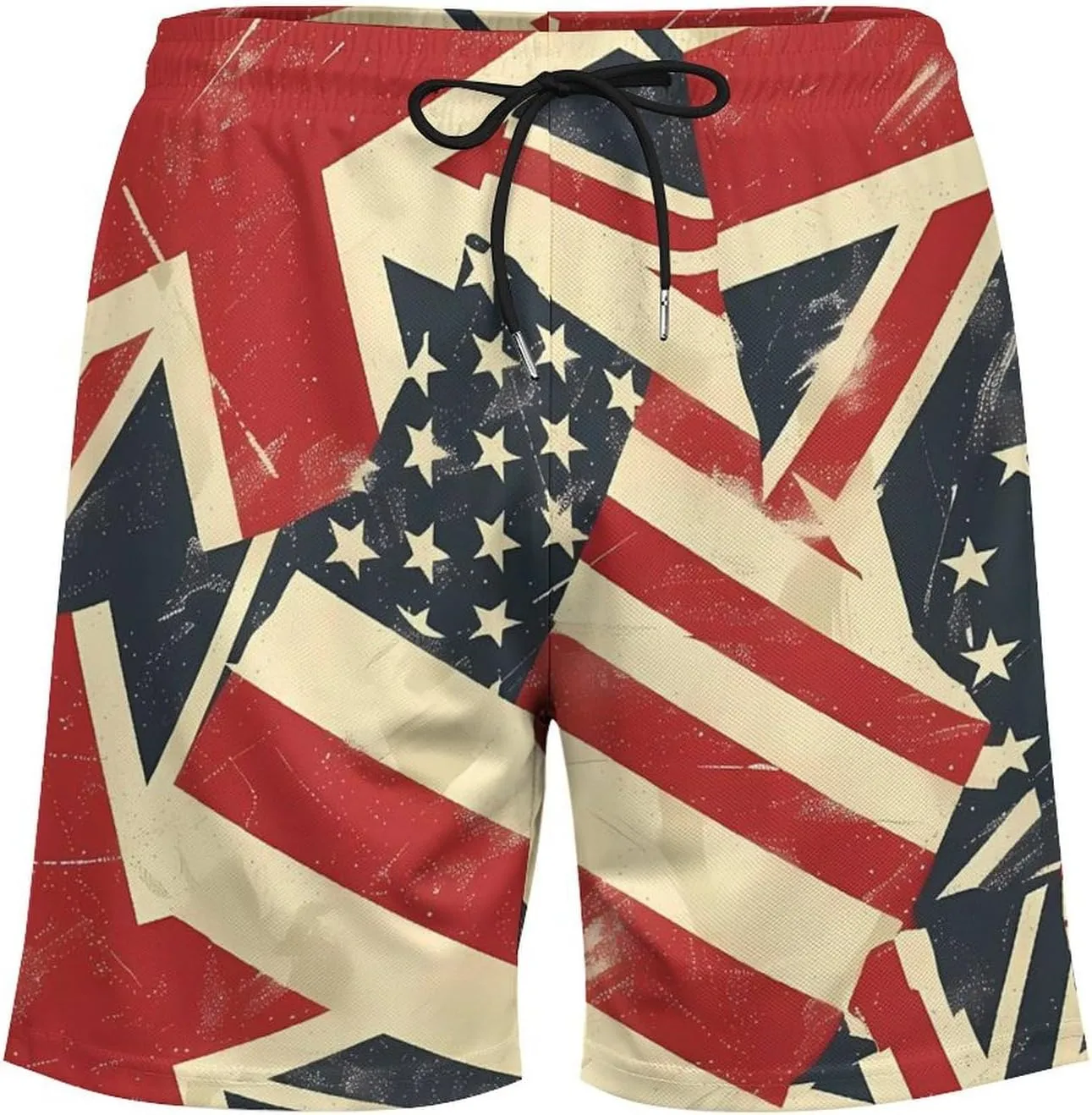 Retro USA and British Flag Men's Swim Trunks Quick Dry Board Shorts Swimwear Beach Shorts with Compression Liner
