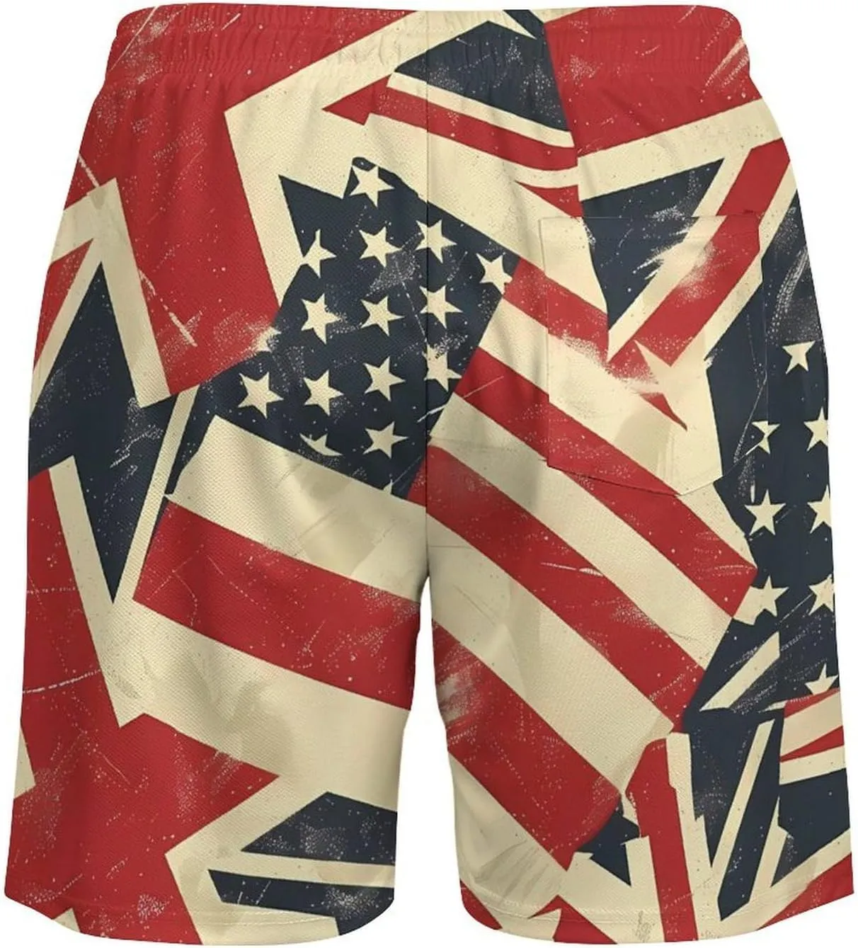 Retro USA and British Flag Men's Swim Trunks Quick Dry Board Shorts Swimwear Beach Shorts with Compression Liner