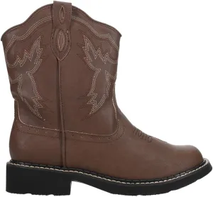 ROPER Womens Chunk Rider Embroidery Round Toe Casual Boots Ankle Low Heel 1-2" - Brown