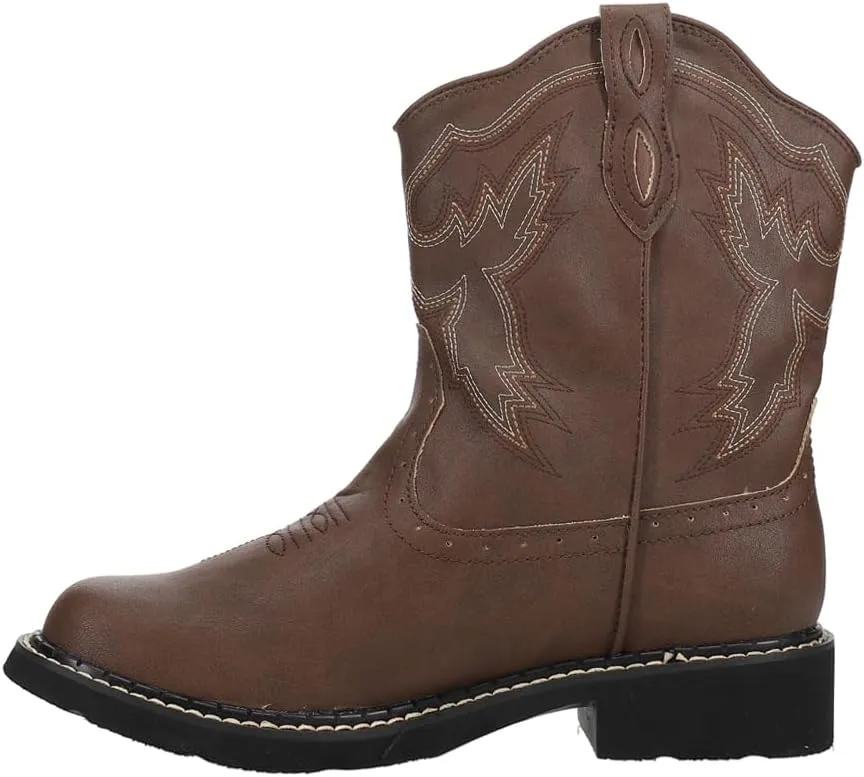 ROPER Womens Chunk Rider Embroidery Round Toe Casual Boots Ankle Low Heel 1-2" - Brown