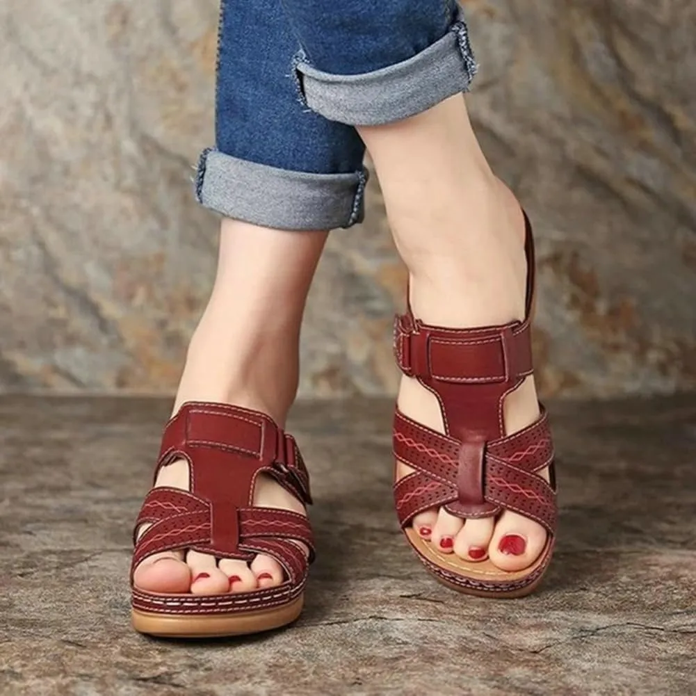 Rungion Women's Wedge Sandals Platform Slide Shose Crisscross Dressy Mules Summer Beach Walking Adjustable Strap Heels Sandals