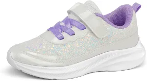RUNSIDE Girls Glitter Sneakers Lightweight Kids Sparkle Tennis Shoes with Hook and Loop for Toddler/Little Kid/Big Kid